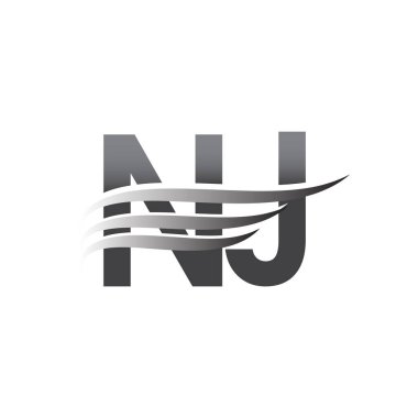 Initial NJ wing logo, grey color vector logotype, logo for company name business and company identity.