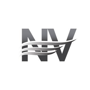 Initial NV wing logo, grey color vector logotype, logo for company name business and company identity.