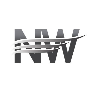 Initial NW wing logo, grey color vector logotype, logo for company name business and company identity.