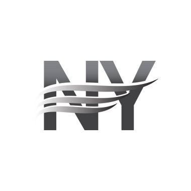 Initial NY wing logo, grey color vector logotype, logo for company name business and company identity.