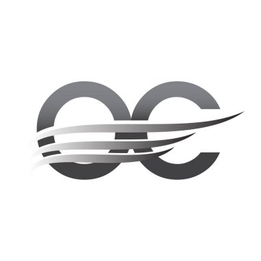 Initial OC wing logo, grey color vector logotype, logo for company name business and company identity.