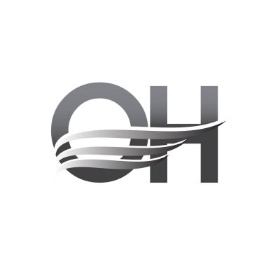 Initial OH wing logo, grey color vector logotype, logo for company name business and company identity.