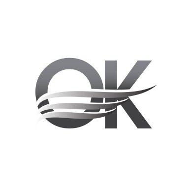 Initial OK wing logo, grey color vector logotype, logo for company name business and company identity.