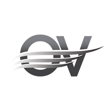 Initial OV wing logo, grey color vector logotype, logo for company name business and company identity.