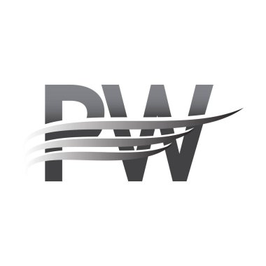 Initial PW wing logo, grey color vector logotype, logo for company name business and company identity.