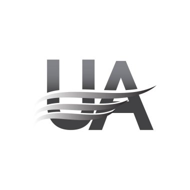 Initial UA wing logo, grey color vector logotype, logo for company name business and company identity.