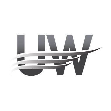 Initial UW wing logo, grey color vector logotype, logo for company name business and company identity.