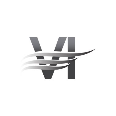 Initial VI wing logo, grey color vector logotype, logo for company name business and company identity.