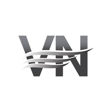 Initial VN wing logo, grey color vector logotype, logo for company name business and company identity.