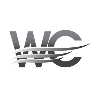 Initial WC wing logo, grey color vector logotype, logo for company name business and company identity.