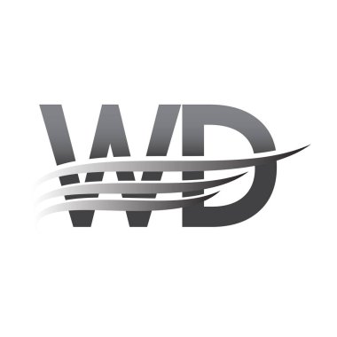 Initial WD wing logo, grey color vector logotype, logo for company name business and company identity.