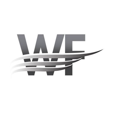 Initial WF wing logo, grey color vector logotype, logo for company name business and company identity.