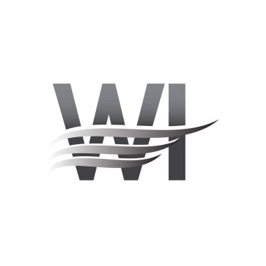 Initial WI wing logo, grey color vector logotype, logo for company name business and company identity.