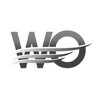 Initial WO wing logo, grey color vector logotype, logo for company name business and company identity.