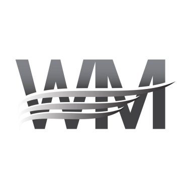 Initial WM wing logo, grey color vector logotype, logo for company name business and company identity.