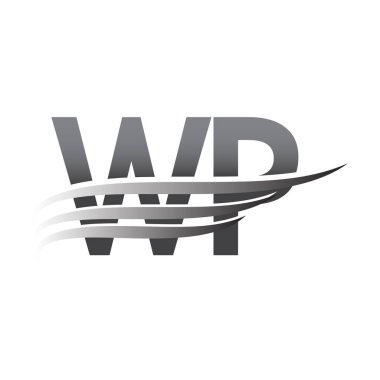 Initial WP wing logo, grey color vector logotype, logo for company name business and company identity.