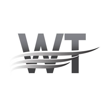 Initial WT wing logo, grey color vector logotype, logo for company name business and company identity.