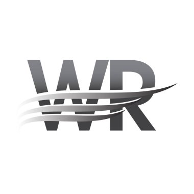 Initial WR wing logo, grey color vector logotype, logo for company name business and company identity.