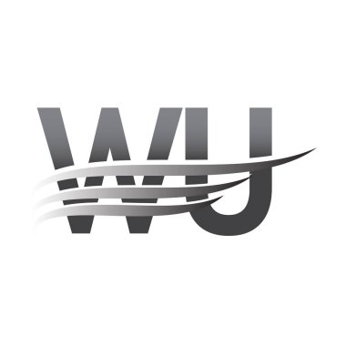 Initial WU wing logo, grey color vector logotype, logo for company name business and company identity.