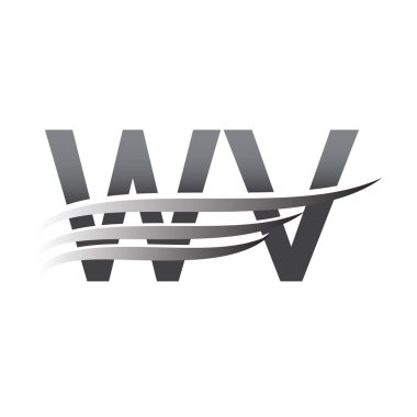 Initial WV wing logo, grey color vector logotype, logo for company name business and company identity.