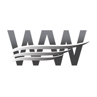 Initial WW wing logo, grey color vector logotype, logo for company name business and company identity.