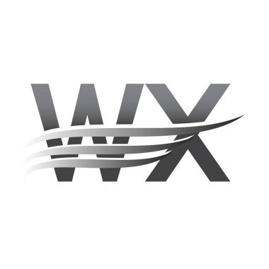 Initial WX wing logo, grey color vector logotype, logo for company name business and company identity.