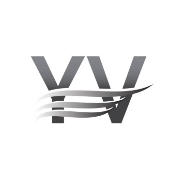 İlk YV kanat logosu, gri renk vektör logosu, şirket adı ve şirket kimliği logosu.