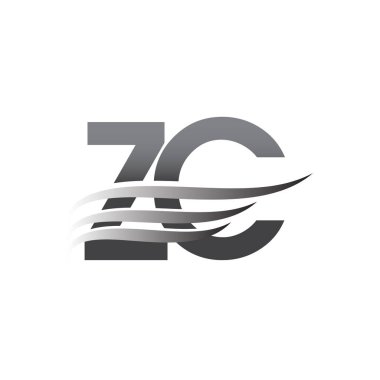 İlk ZC kanat logosu, gri renk vektör logosu, şirket adı ve şirket kimliği logosu.