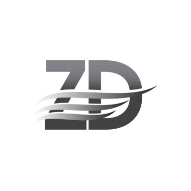 İlk ZD kanat logosu, gri renk vektör logosu, şirket adı ve şirket kimliği logosu.