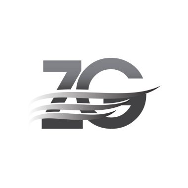 İlk ZG kanat logosu, gri renk vektör logosu, şirket adı ve şirket kimliği logosu.