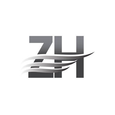 İlk ZH kanat logosu, gri renk vektör logosu, şirket adı ve şirket kimliği logosu.