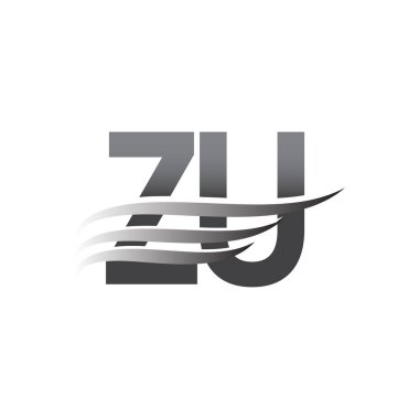 İlk ZU kanat logosu, gri renk vektör logosu, şirket adı ve şirket kimliği logosu.