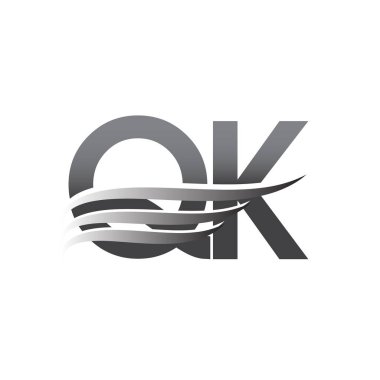 QK kanat logosu, gri renk vektör logosu, şirket adı ve şirket kimliği logosu.