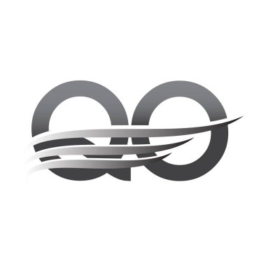 Başlangıç QO kanat logosu, gri renk vektör logoti, şirket adı ve şirket kimliği logosu.