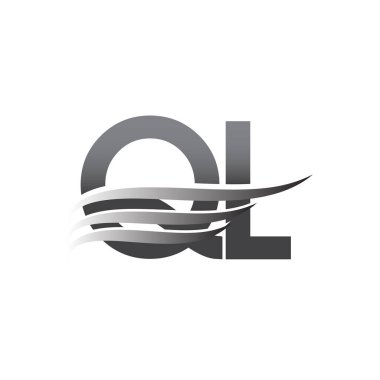 QL kanat logosu, gri renk vektör logosu, şirket adı ve şirket kimliği logosu.