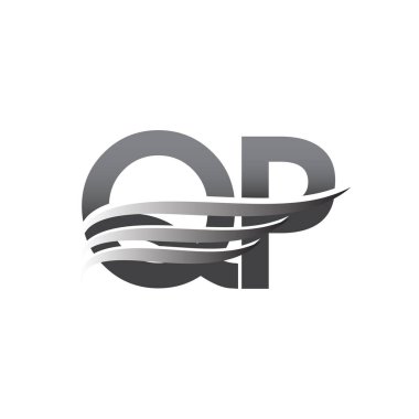 QP kanat logosu, gri renk vektör logosu, şirket adı ve şirket kimliği logosu.