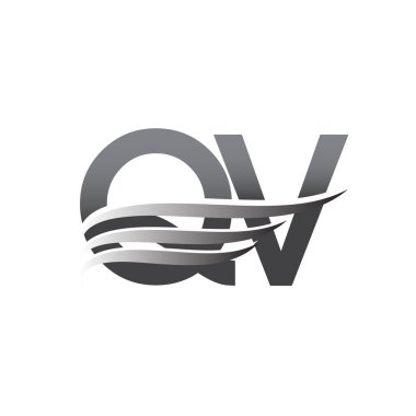QV kanat logosu, gri renk vektör logosu, şirket adı ve şirket kimliği logosu.