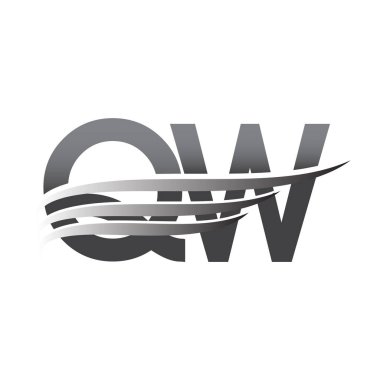 İlk QW kanat logosu, gri renk vektör logosu, şirket adı ve şirket kimliği logosu.