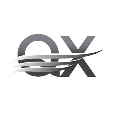 Başlangıç QX kanat logosu, gri renk vektör logoti, şirket adı ve şirket kimliği logosu.