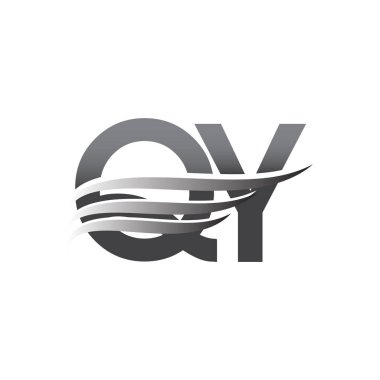 QY kanat logosu, gri renk vektör logosu, şirket adı ve şirket kimliği logosu.
