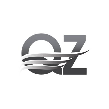 QZ kanat logosu, gri renk vektör logosu, şirket adı ve şirket kimliği logosu.