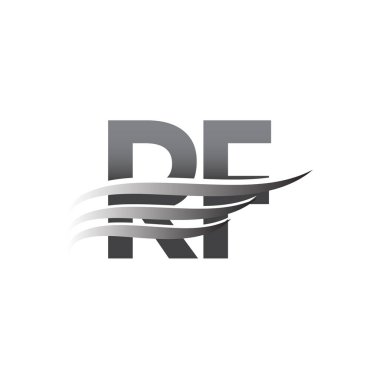 İlk RF kanat logosu, gri renk vektör logosu, şirket adı ve şirket kimliği logosu.