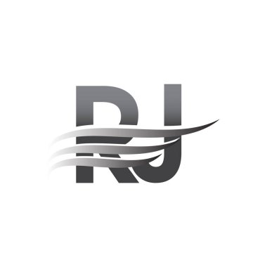 İlk RJ kanat logosu, gri renk vektör logosu, şirket adı ve şirket kimliği logosu.