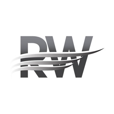 İlk RW kanat logosu, gri renk vektör logosu, şirket adı ve şirket kimliği logosu.