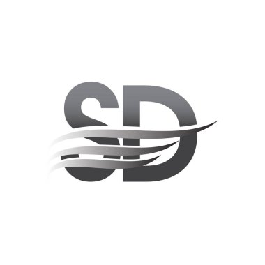 SD kanat logosu, gri renk vektör logosu, şirket adı ve şirket kimliği logosu.