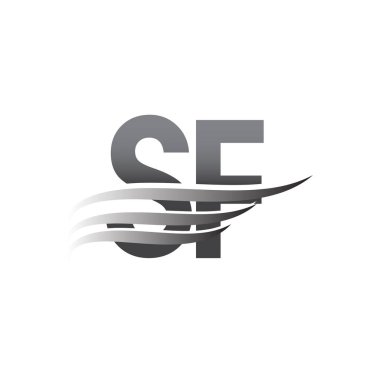 Başlangıçtaki SF kanat logosu, gri renk vektör logosu, şirket adı ve şirket kimliği logosu.
