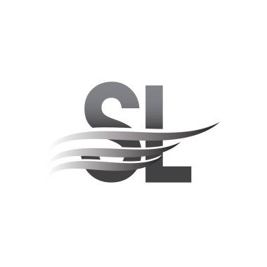 İlk SL kanat logosu, gri renk vektör logosu, şirket adı ve şirket kimliği logosu.