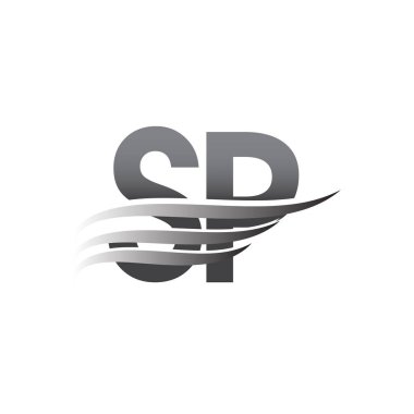 İlk SP kanat logosu, gri renk vektör logosu, şirket adı ve şirket kimliği logosu.