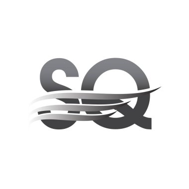 İlk SQ kanat logosu, gri renk vektör logosu, şirket adı ve şirket kimliği logosu.