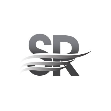 İlk SR kanat logosu, gri renk vektör logoti, şirket adı ve şirket kimliği logosu.
